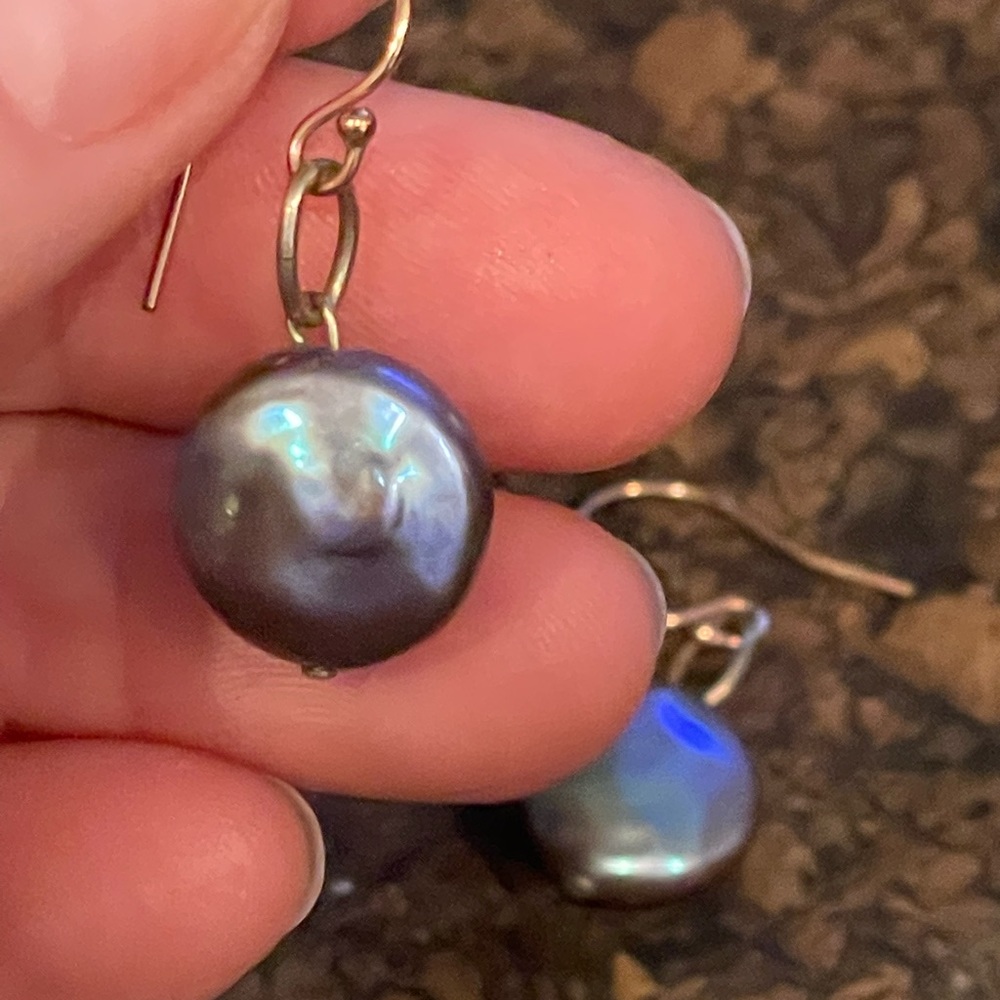 Black Coin Pearl Earrings